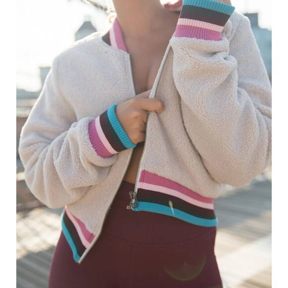 Spiritual Gangster Trust The Universe Furry Fleece Bomber Jacket Size Small - Picture 1 of 6